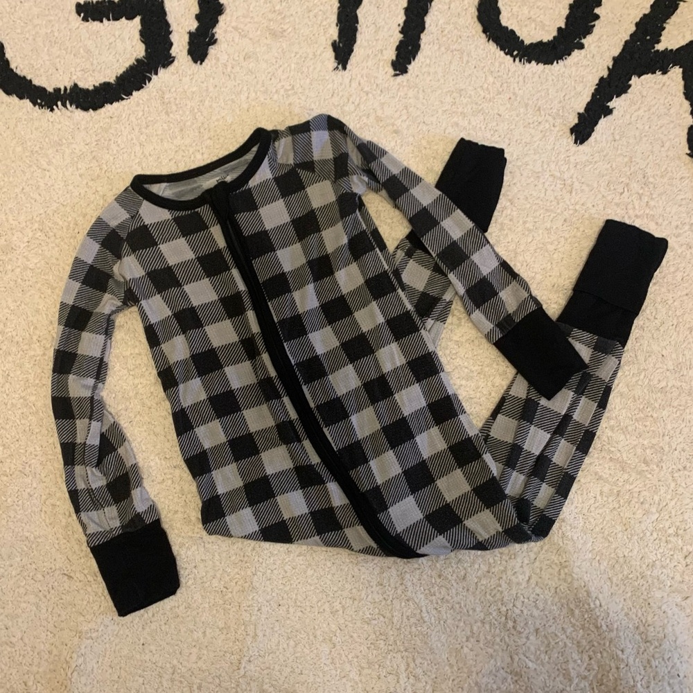 Millie + Roo • Grey Buffalo Plaid Zip Romper